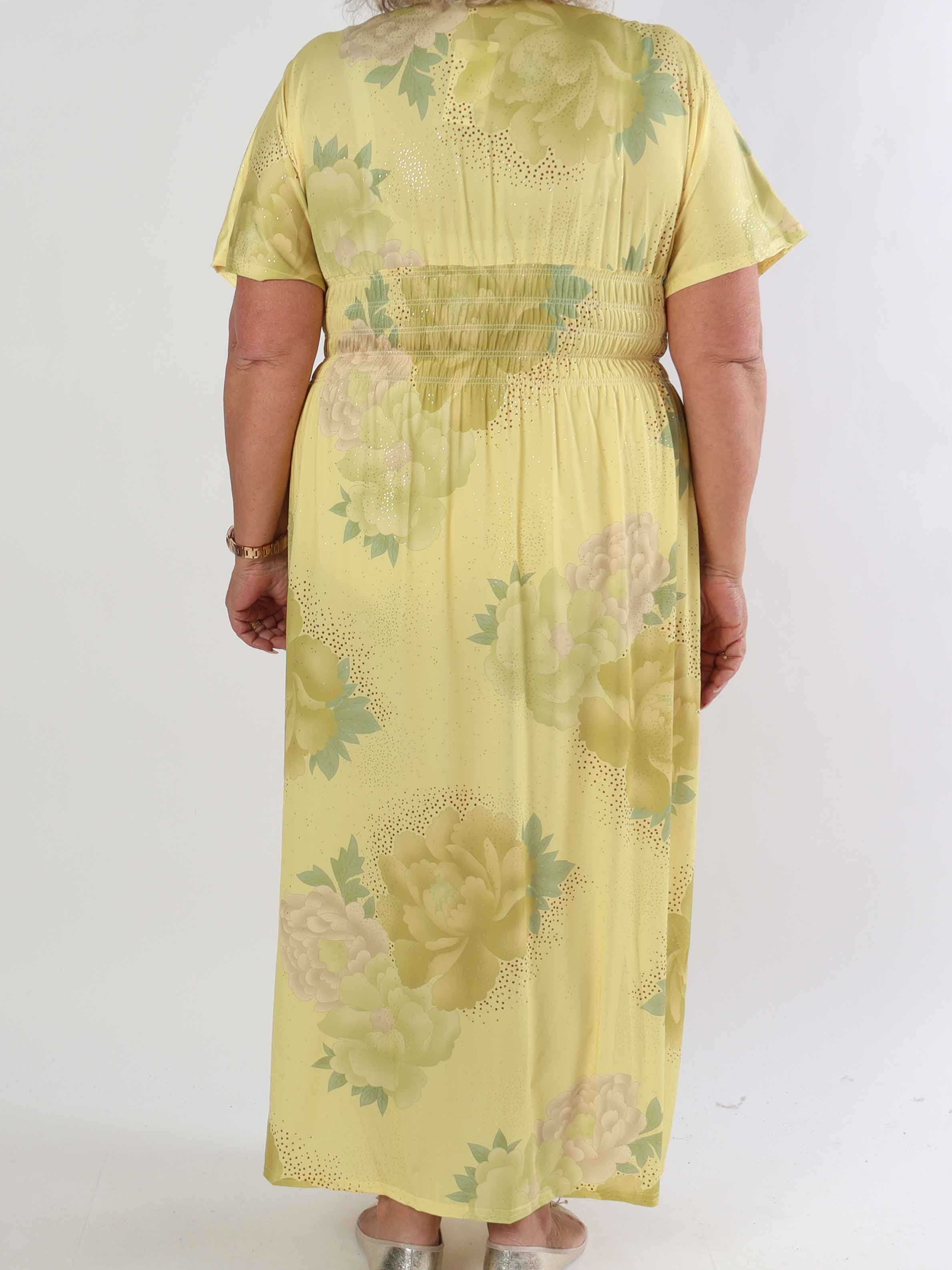 Pams Big Flower - Plus size elastisk kjole med blomster motiver